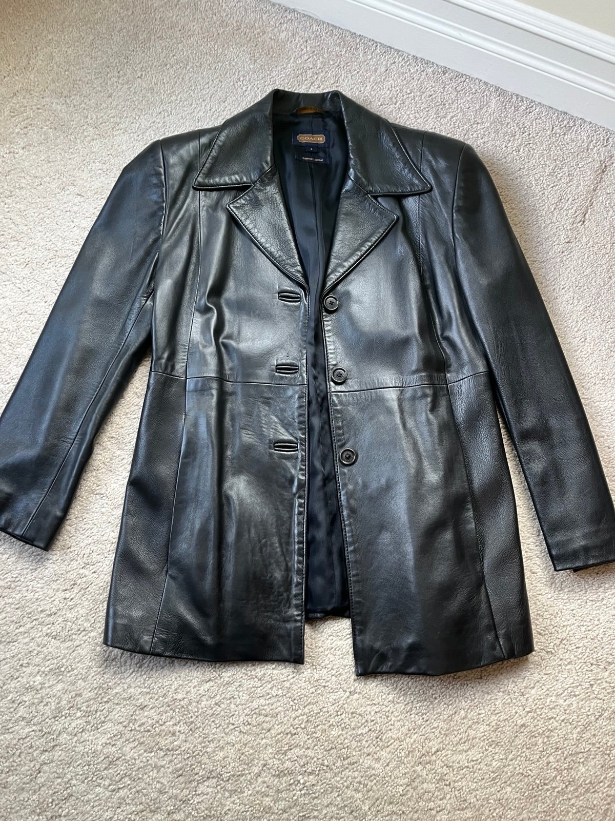 Coach leather blazer black size small