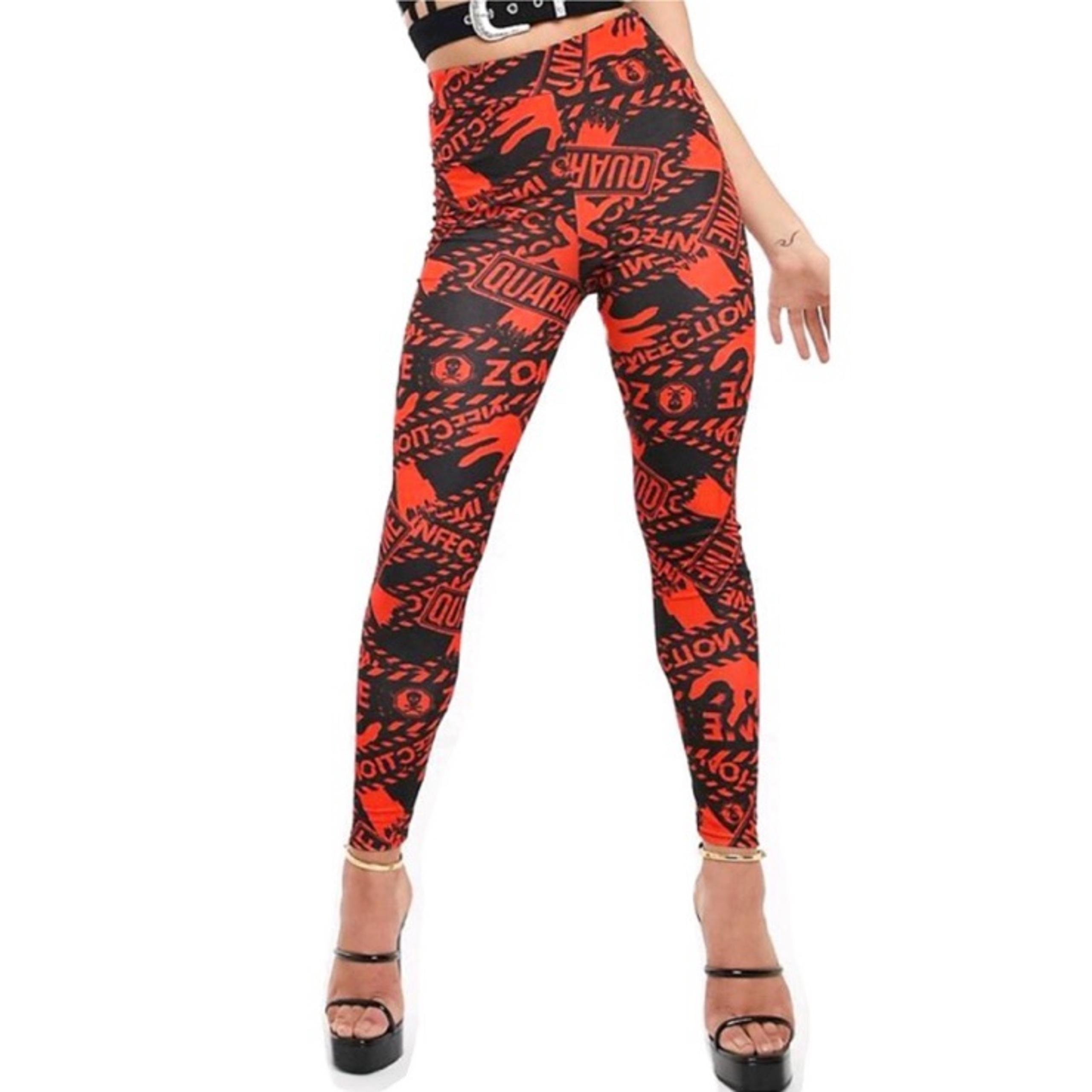 ASOS Zombie Quarantine Print Leggings – Red & Black High Waisted Horror Streetwe