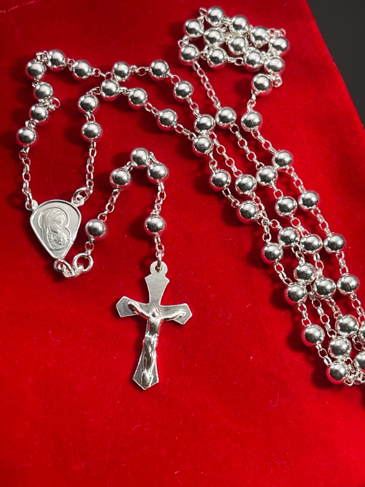 Sterling silver 925 rosary 26 inch 5mm