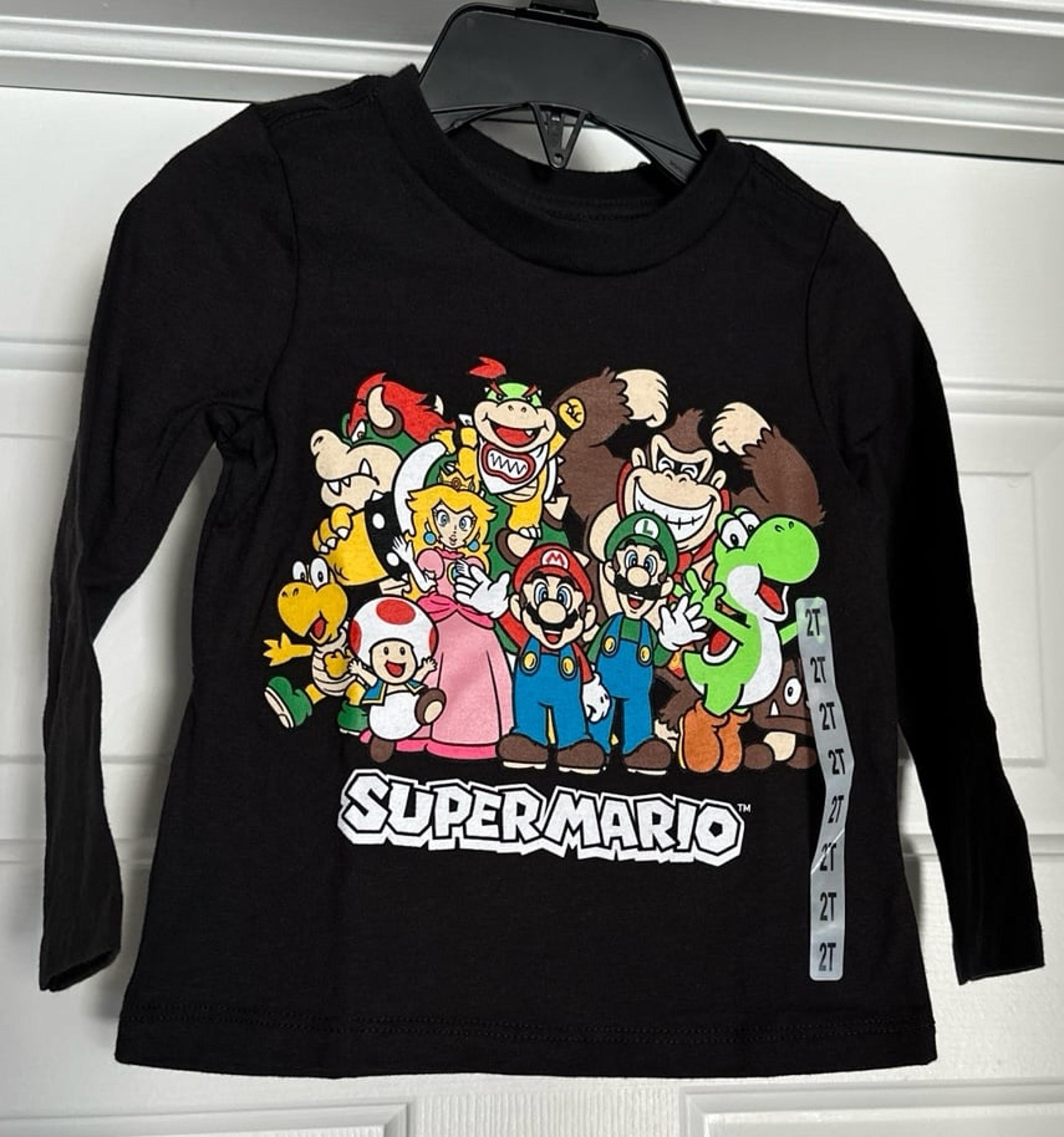Nintendo Super Mario Boys Long Sleeve T-Shirt Black Size 2 T