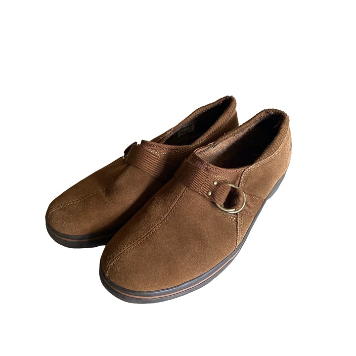 Keds WH45902 Brown Suede Leather Slip On Loafer Moccasin Faux Fur Lining Size 8