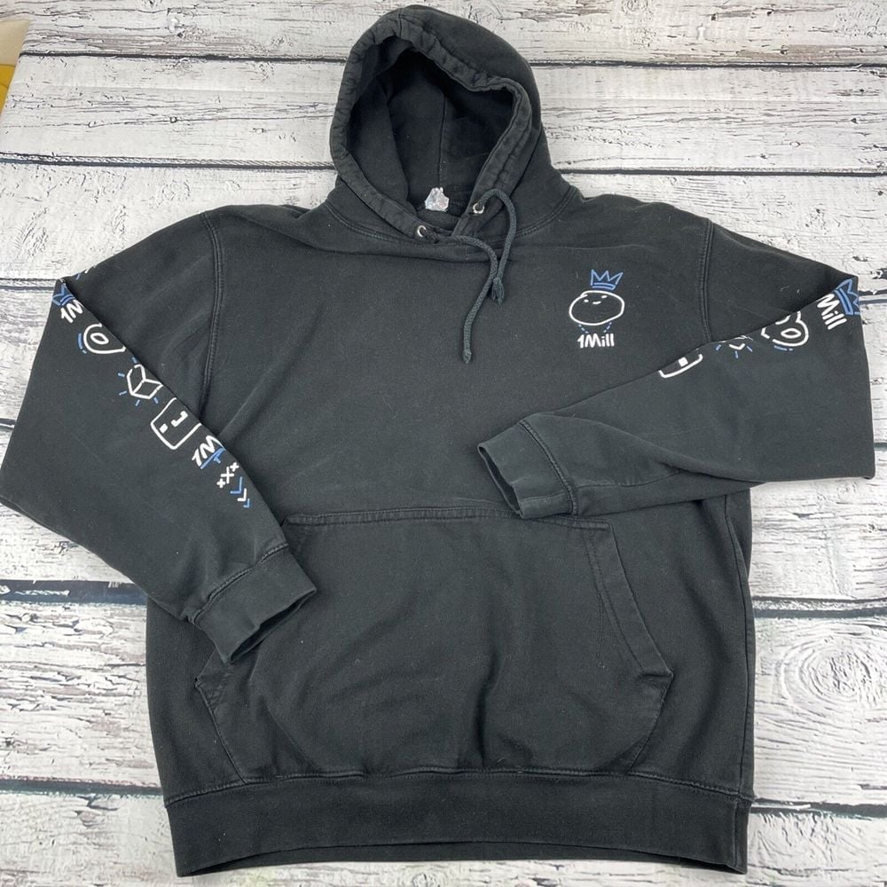 Sandiction's YouTube 1 Million Followers Hoodie Men's Size Medium Black READ DES