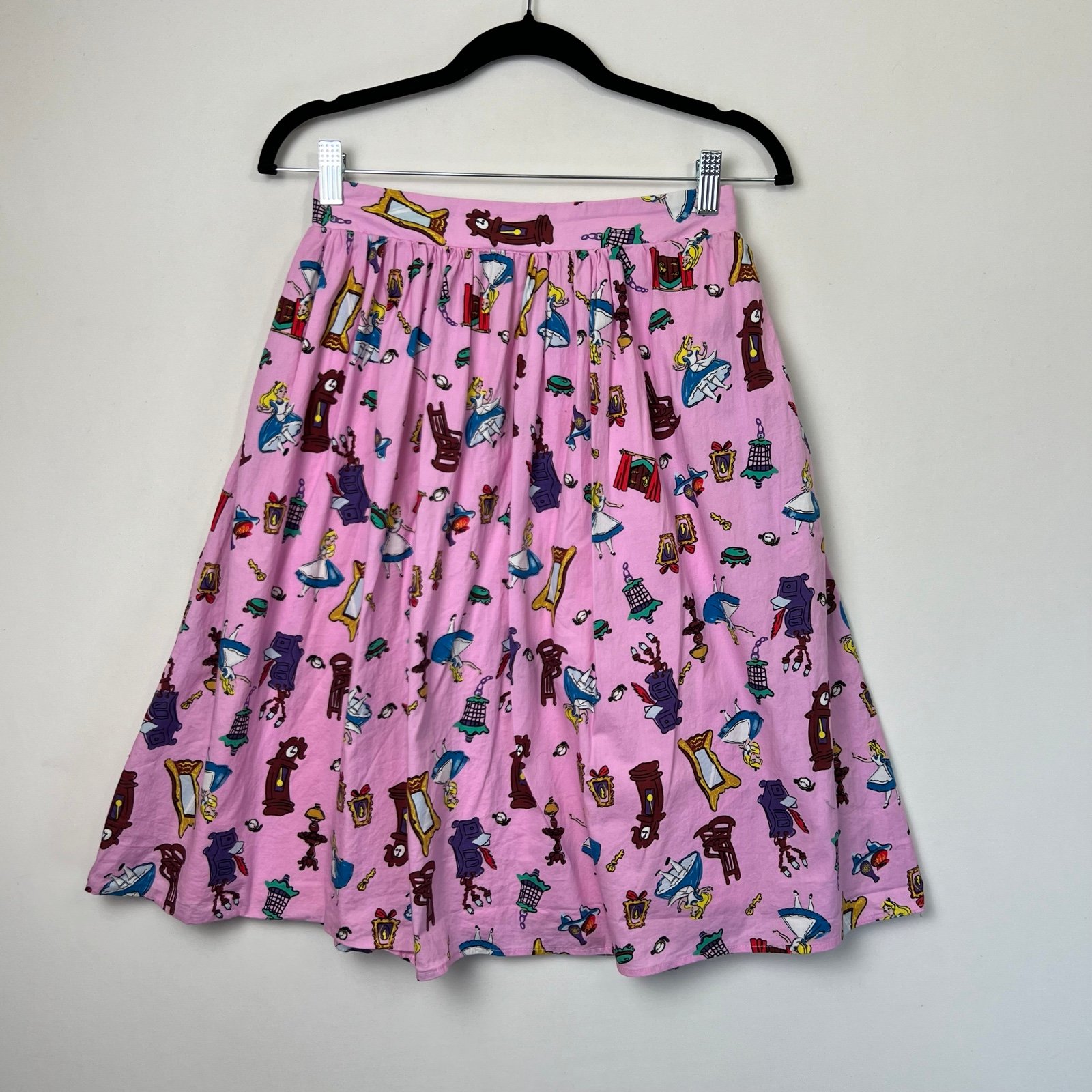 Disney Alice in Wonderland Pink A Line Skirt Knee Length Womens Small