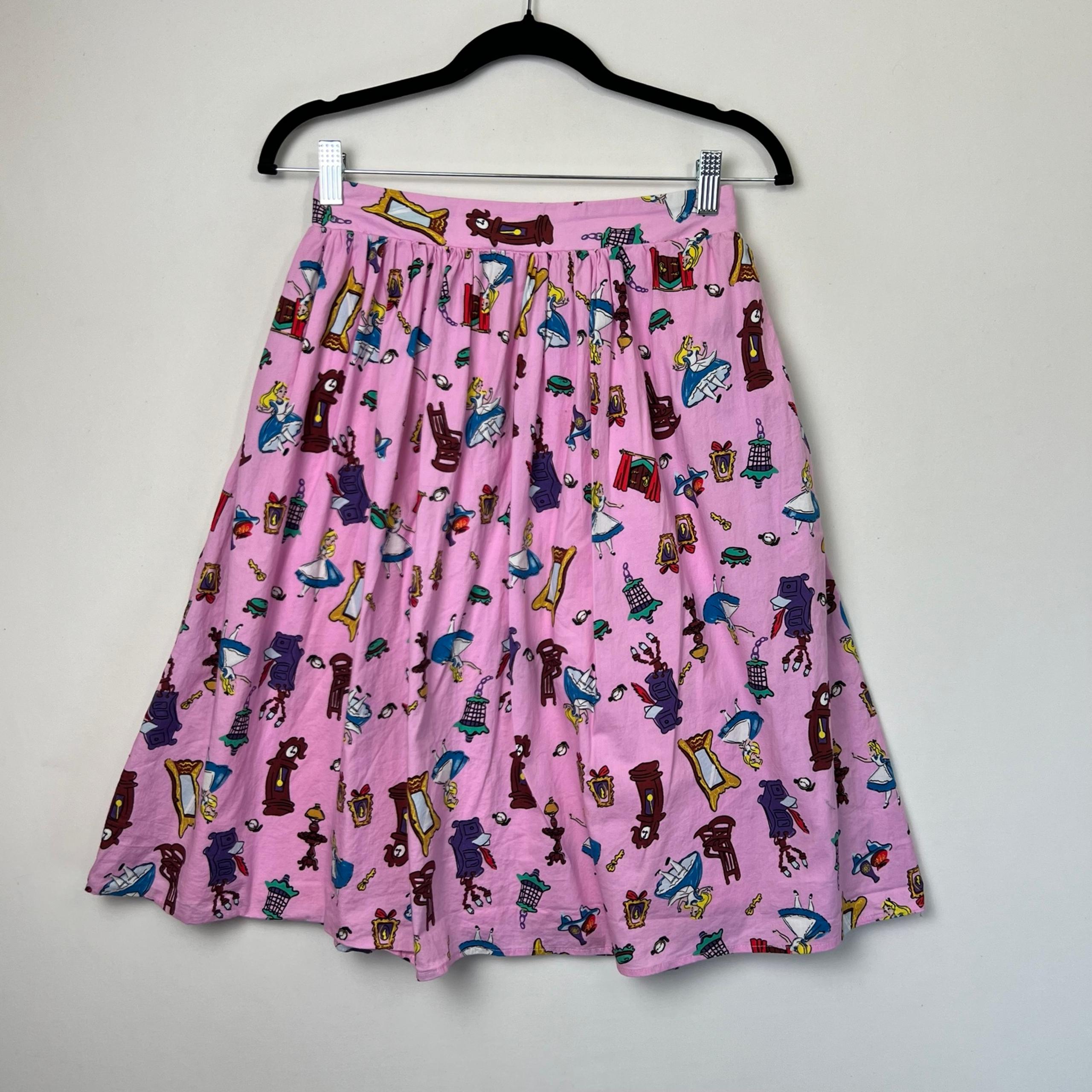 Alice in Wonderland Pink A Line Skirt Knee Length Womens Small - Disney
