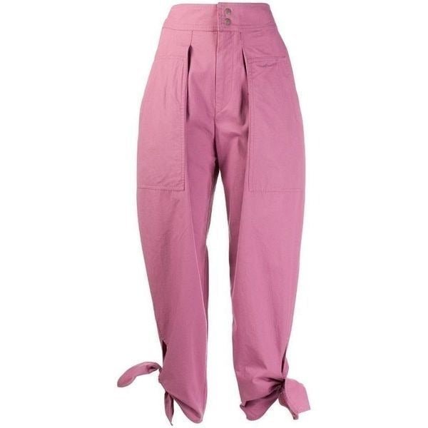 Isabel Marant Gaviao High Waist Trousers Pants Pink Tie Cuff Sz FR 34 US 0/2