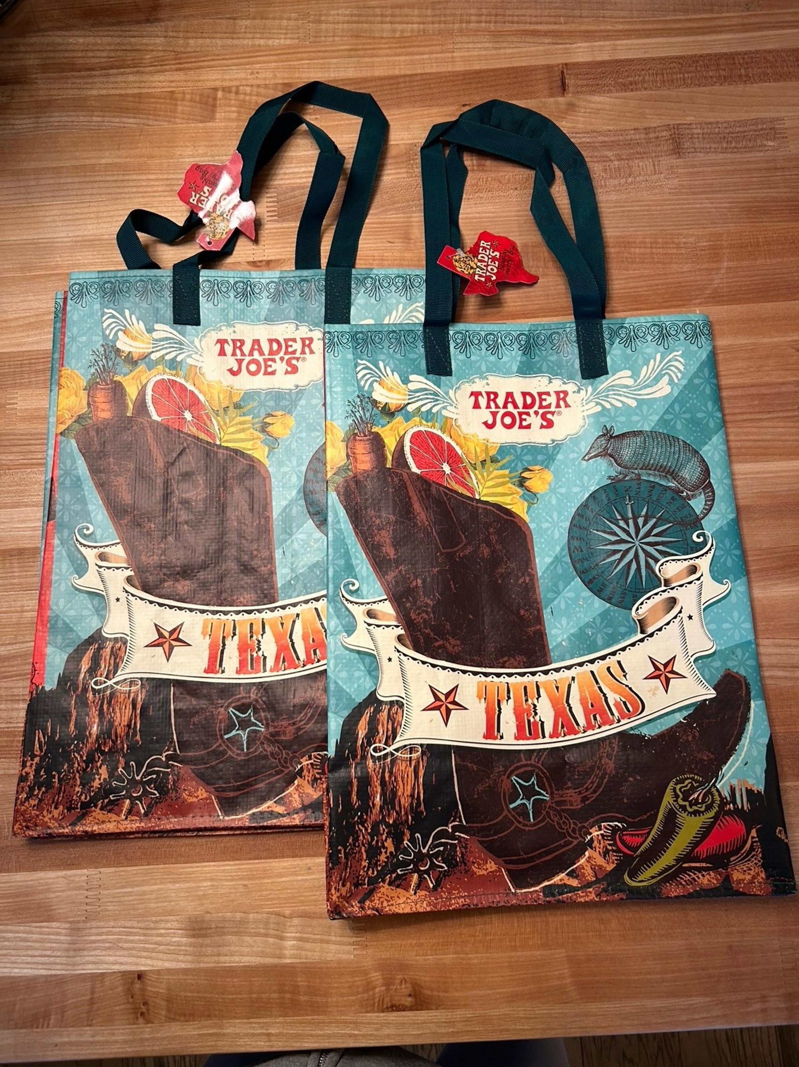Set of 2 - NWT Trader Joe’s Texas Reusable Grocery Tote Bag
