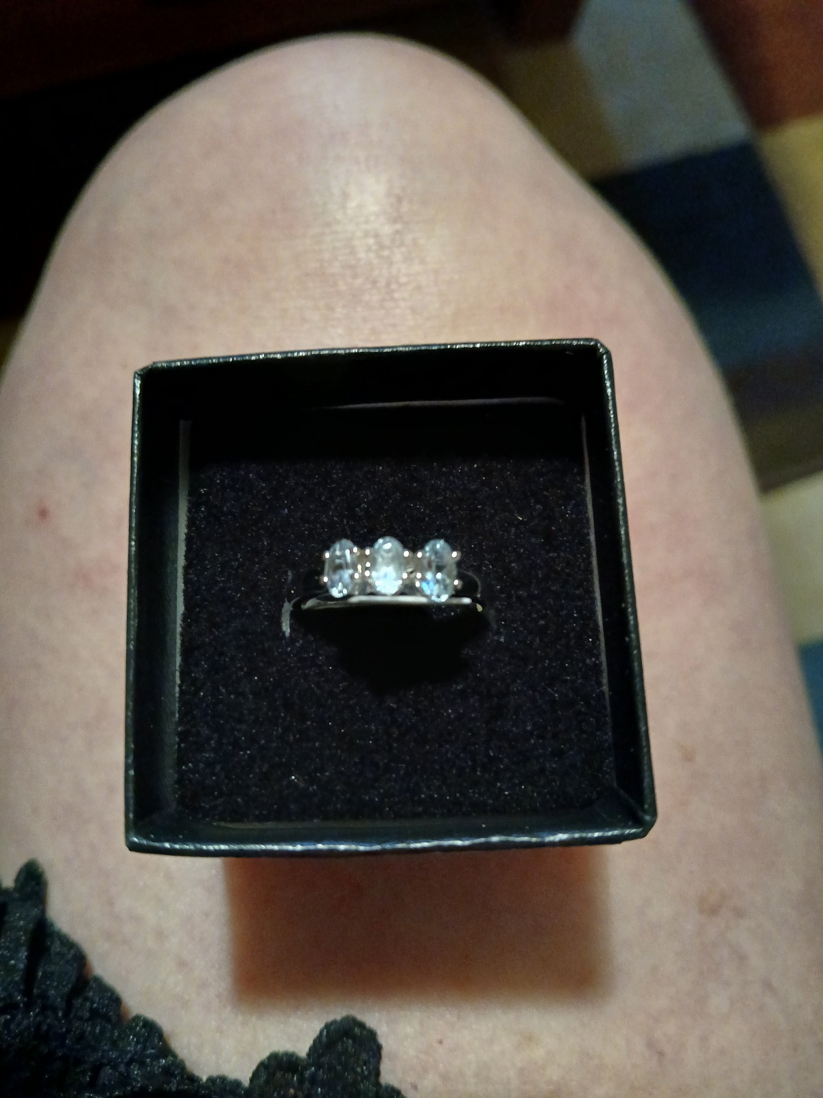 Beautiful SOLID STERLING SILVER 3 STONE AQUAMARINE RING SIZE 7 NWT