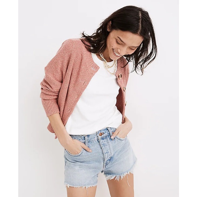 Madewell Cedarcroft Wash Relaxed Mid Rise Raw Hems Classic Denim Shorts 28