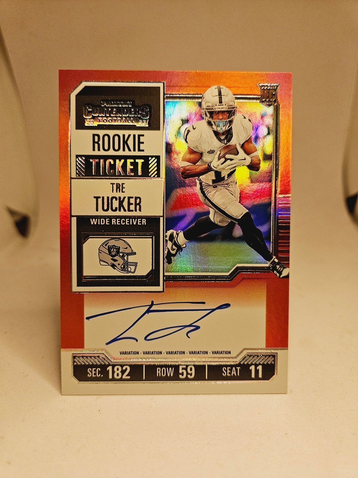 2023 Contenders Tre Tucker Rookie Auto Red Zone Ticket FOTL On Card