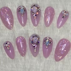 Pink Iridescent Crystal Press On Nails