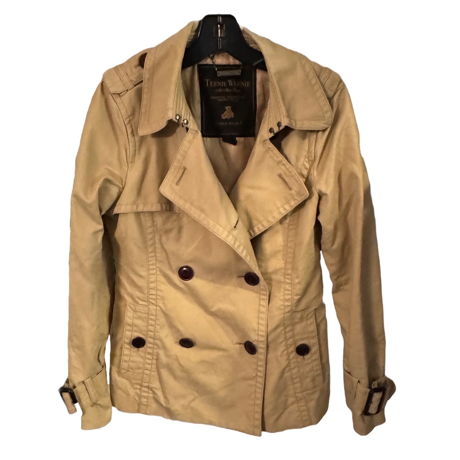 Teenie Weenie Gold Bear Tan Trench Coat Jacket Size: Medium