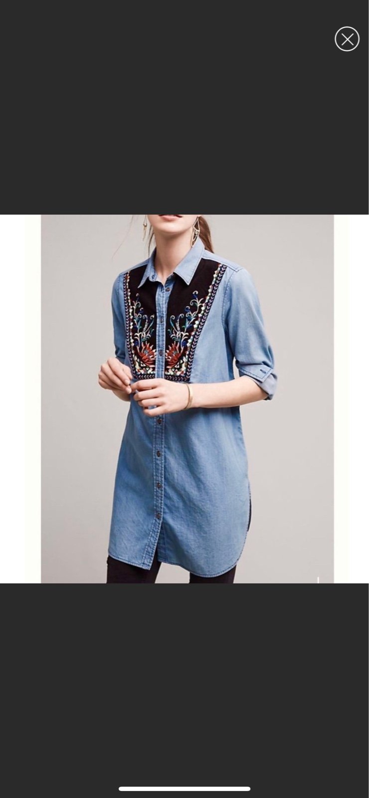 Anthropologie Holding Horses Murelet Chambray Buttondown Tunic NWT 2