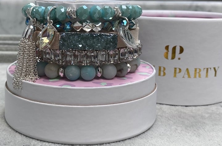 Bomb Party Spring Stack RBP4755 Sandy Toes and Sparkle, with Druzy (5 bracelets)