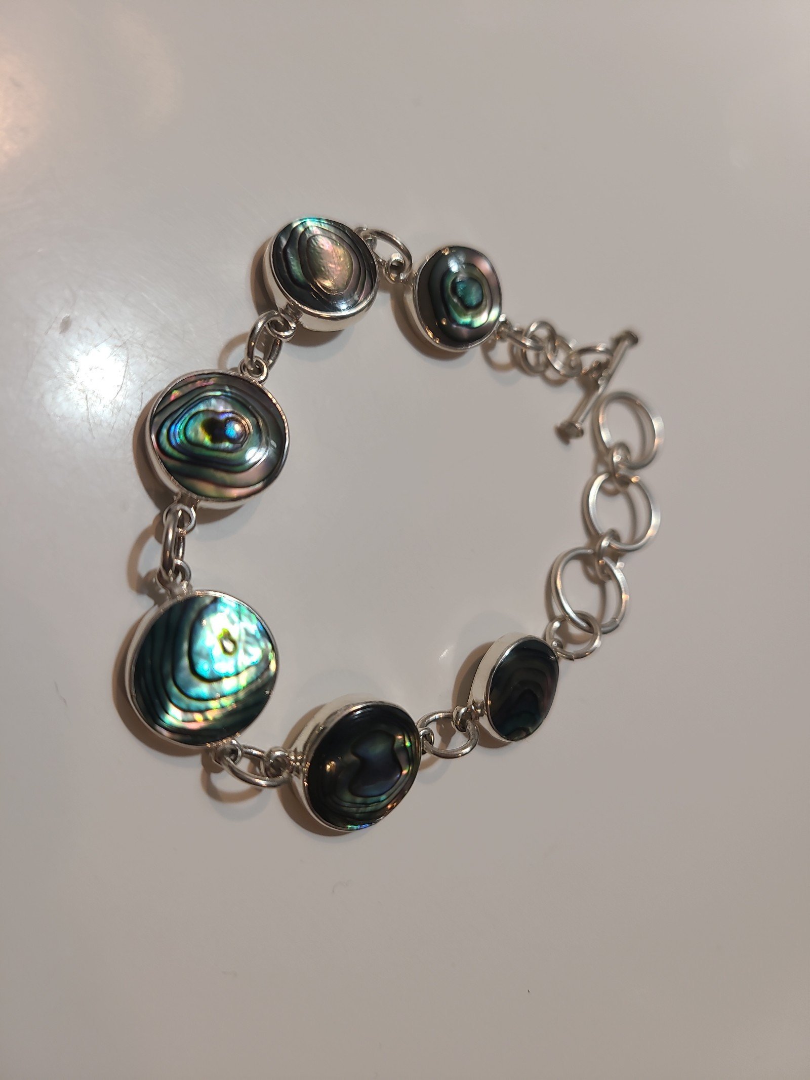 Abalone Bracelet in Sterling Silver 9.25 from Taxco
