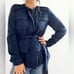 Anthropologie Hei Hei Navy Silky Anorak Utility Button Zip Belted Jacket Small