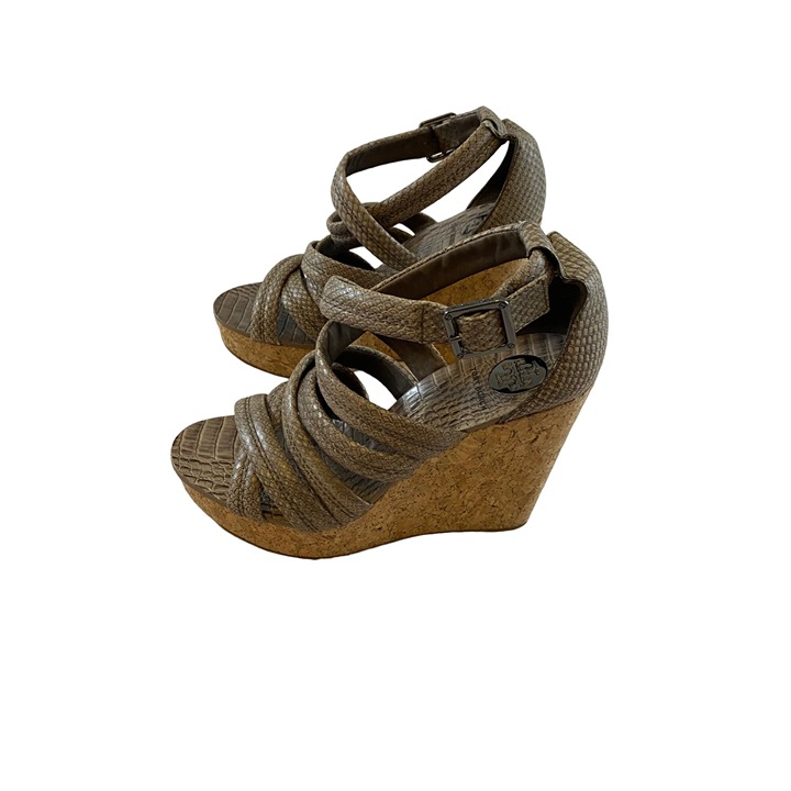 Tory Burch Women's Leather Snakeskin Sandal Wedge Sandals - 8 1/2 M