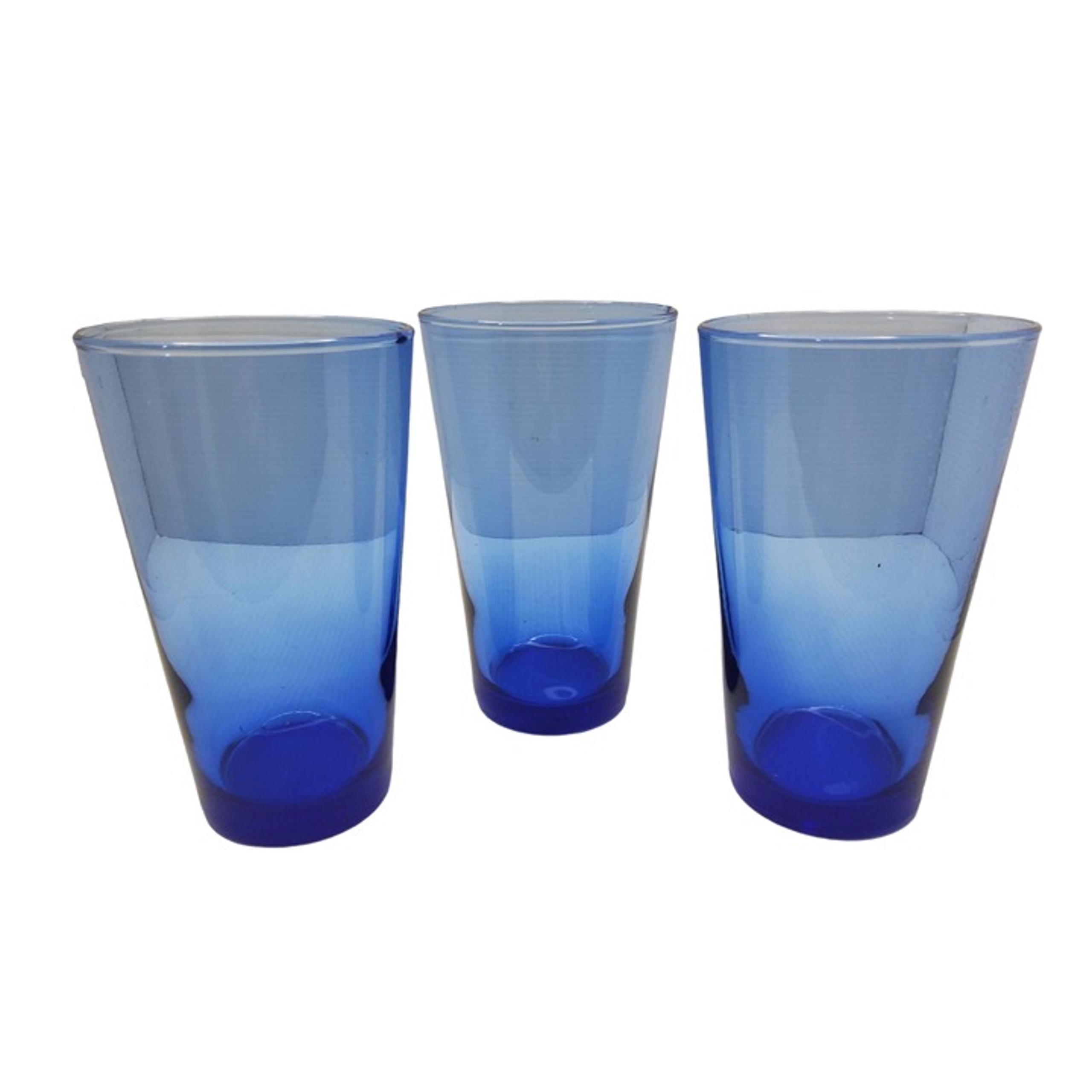 vintage anchor hocking set of 3 cobalt blue drinking glasses