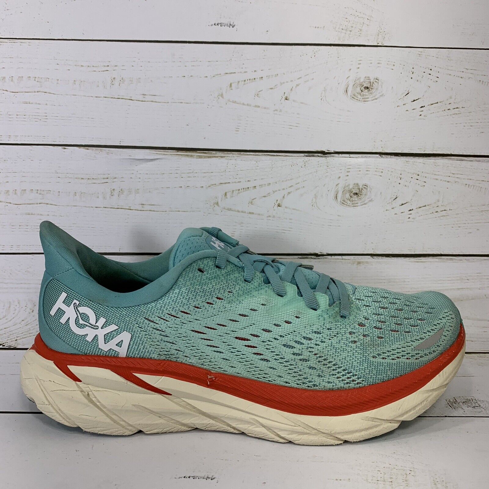 Hoka One One Clifton 8 Running Shoes Womens Size 8.5B Blue Athletic Sneakers