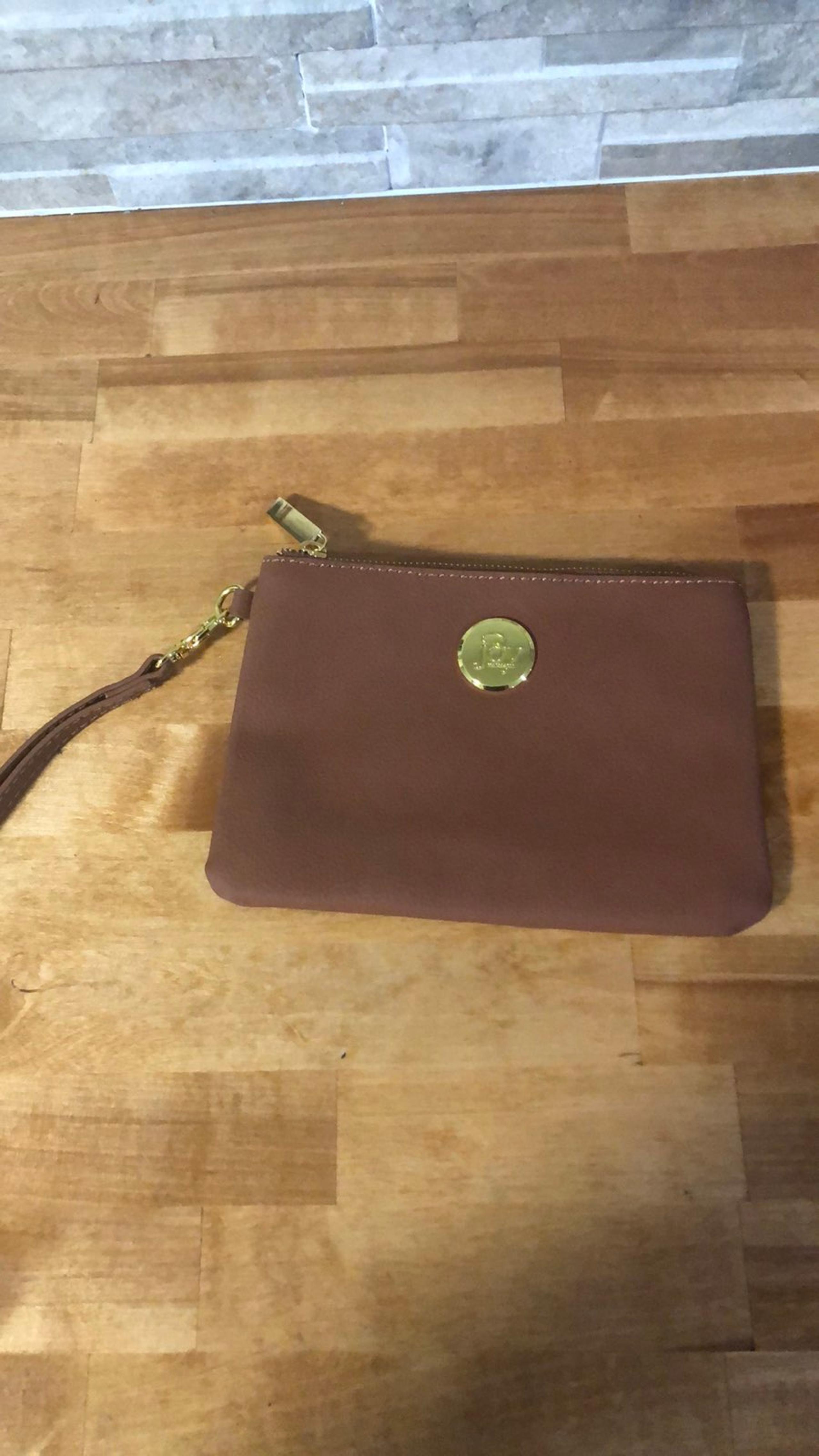 leather tan wristlet - Joy Mangano