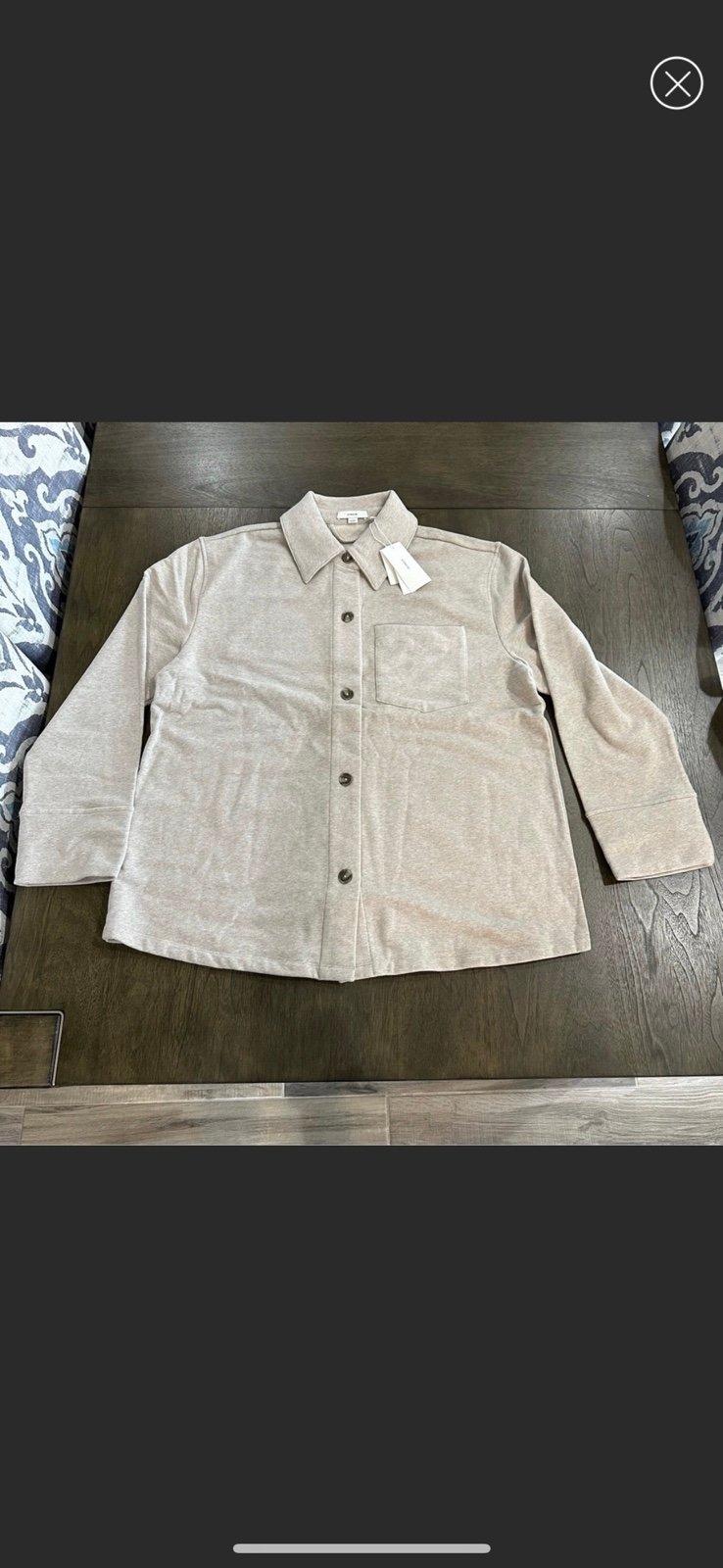 NWT Vince Oversized Cotton Blend Shirt Jacket Size XL Sand Dune Color