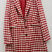 Boden Eastbourne Wool Blend Houndstooth Coat Red Cream womens 14
