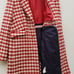Boden Eastbourne Wool Blend Houndstooth Coat Red Cream womens 14
