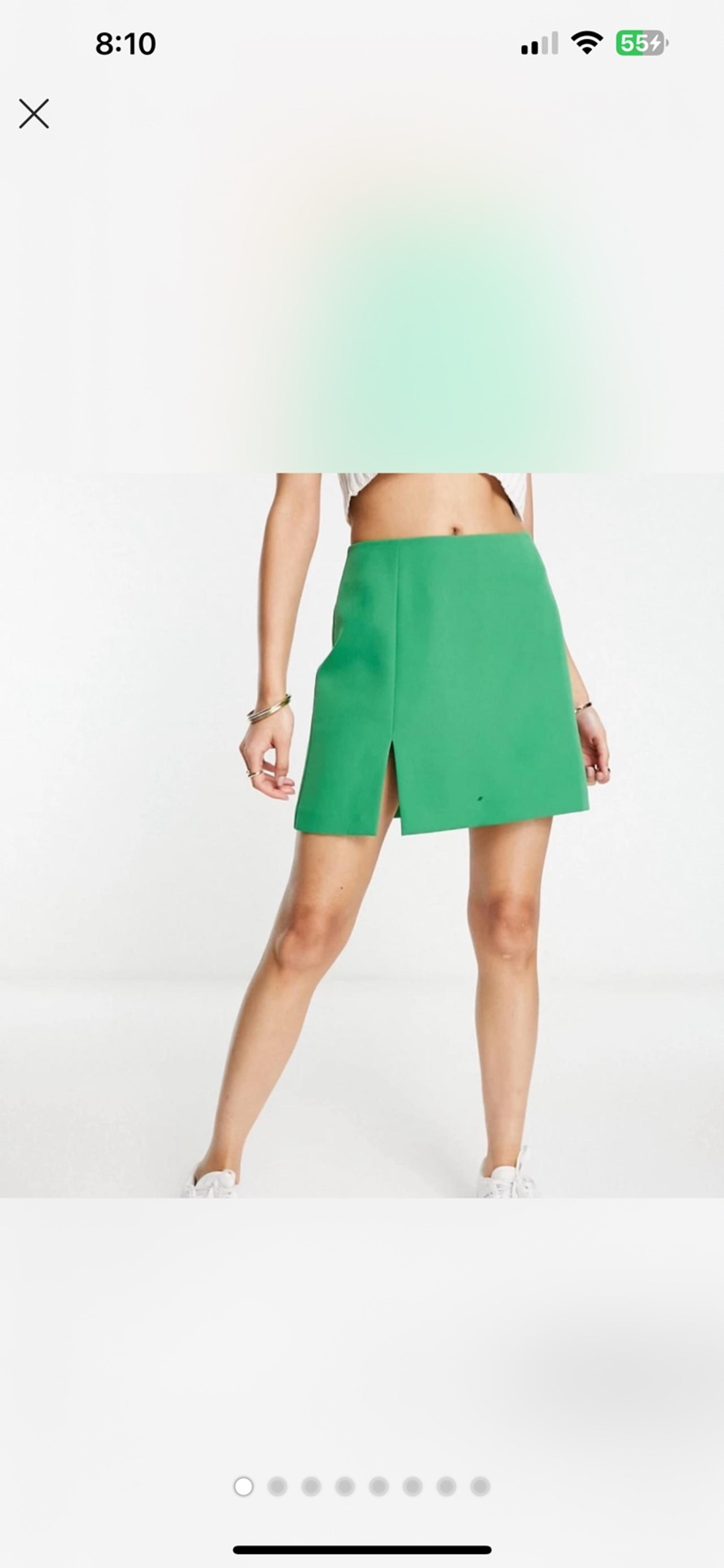 Asos Miss Selfridge Slit Hem Mini Skirt In Bright Green. Size 8.