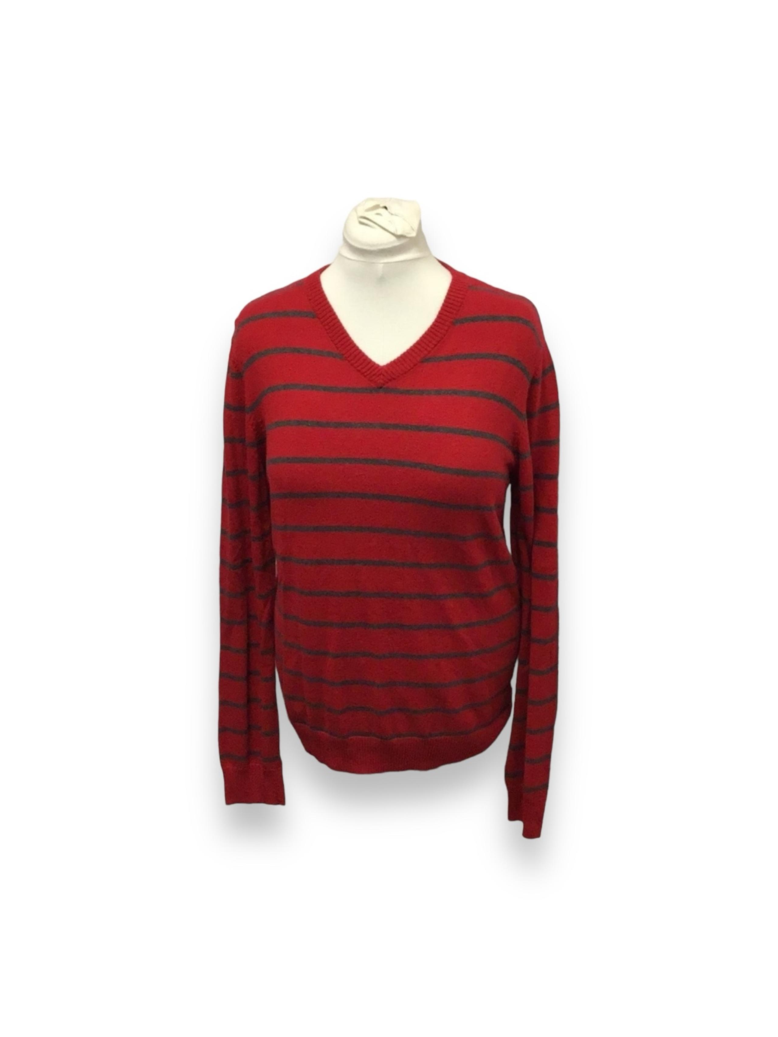 Aeropostale Mens Long Sleeve V Neck Wool Blend Sweater, Red, size L