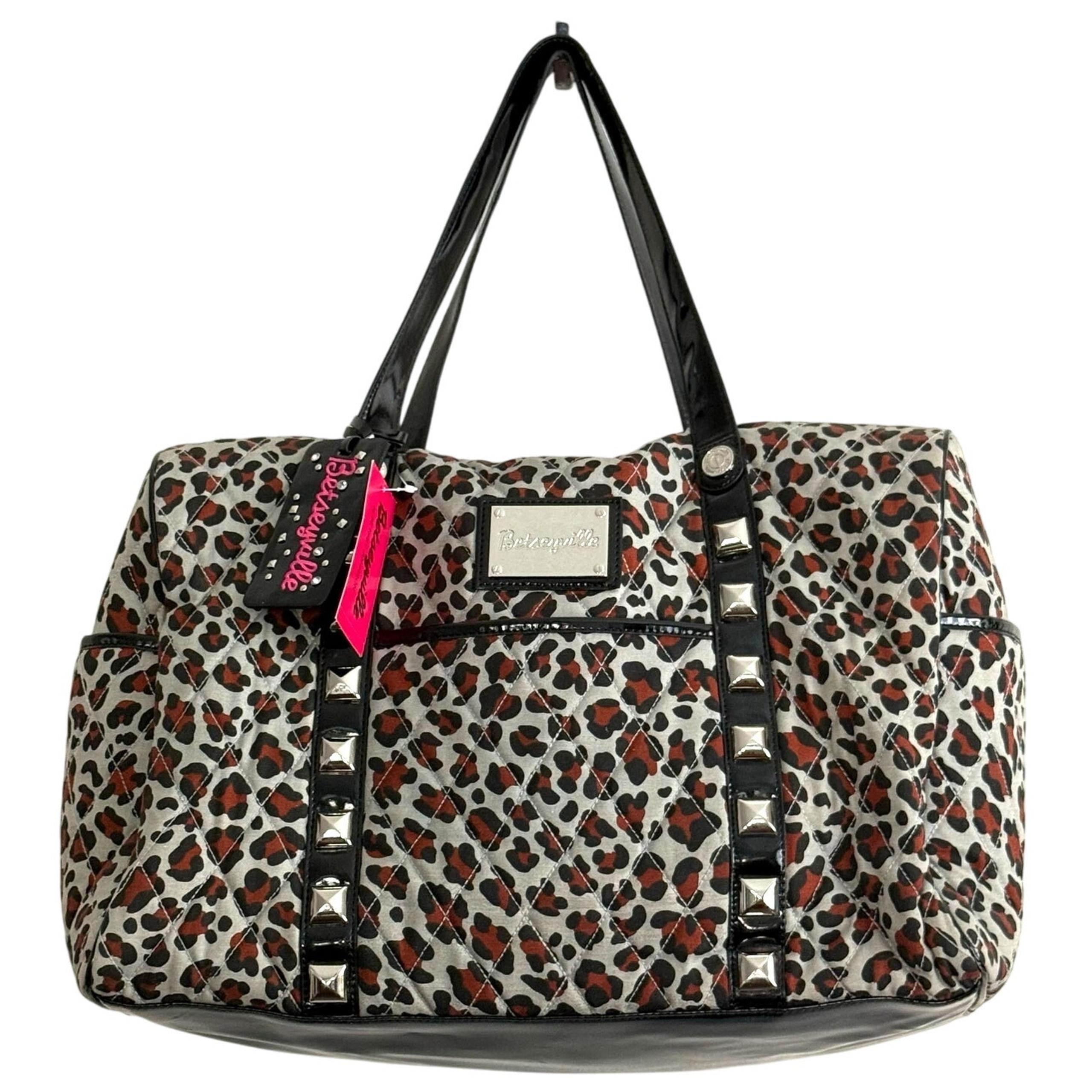 NWT Betsey Johnson Betseyville Weekender "Love Jungle Grey" bag Travel READ