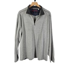 ROBERT GRAHAM MEN'S BRECKEN LIGHT GRAY 1/4 ZIP PULLOVER SWEATER SIZE XL