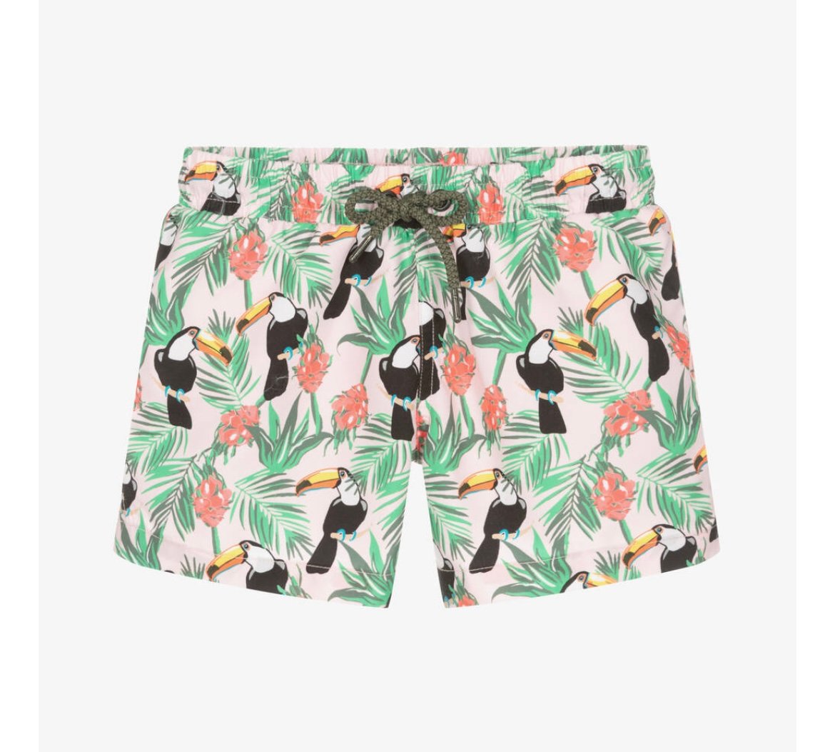 Sunuva boys pink toucan fruit swim shorts sz 5-6 NWT
