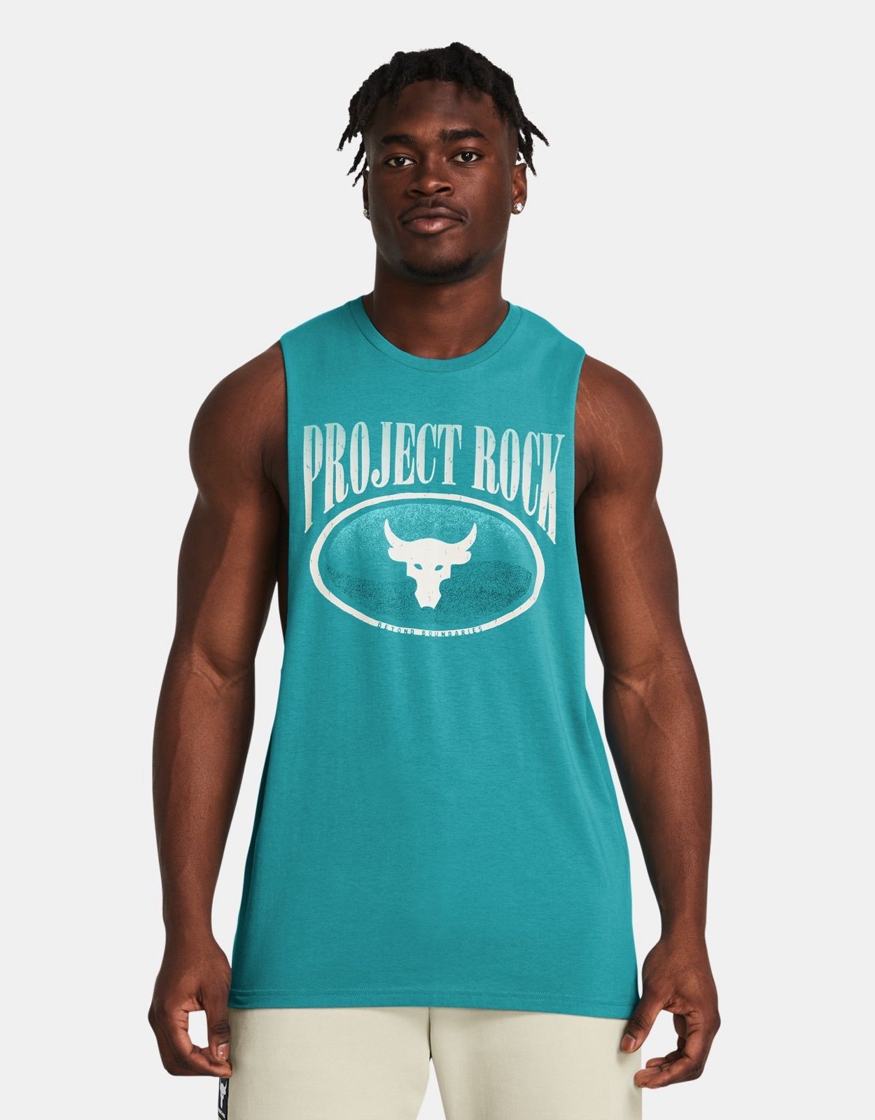 Men's Project Rock Balance Tank Teal Blue/White Under Armour Muscle Shirt XXL