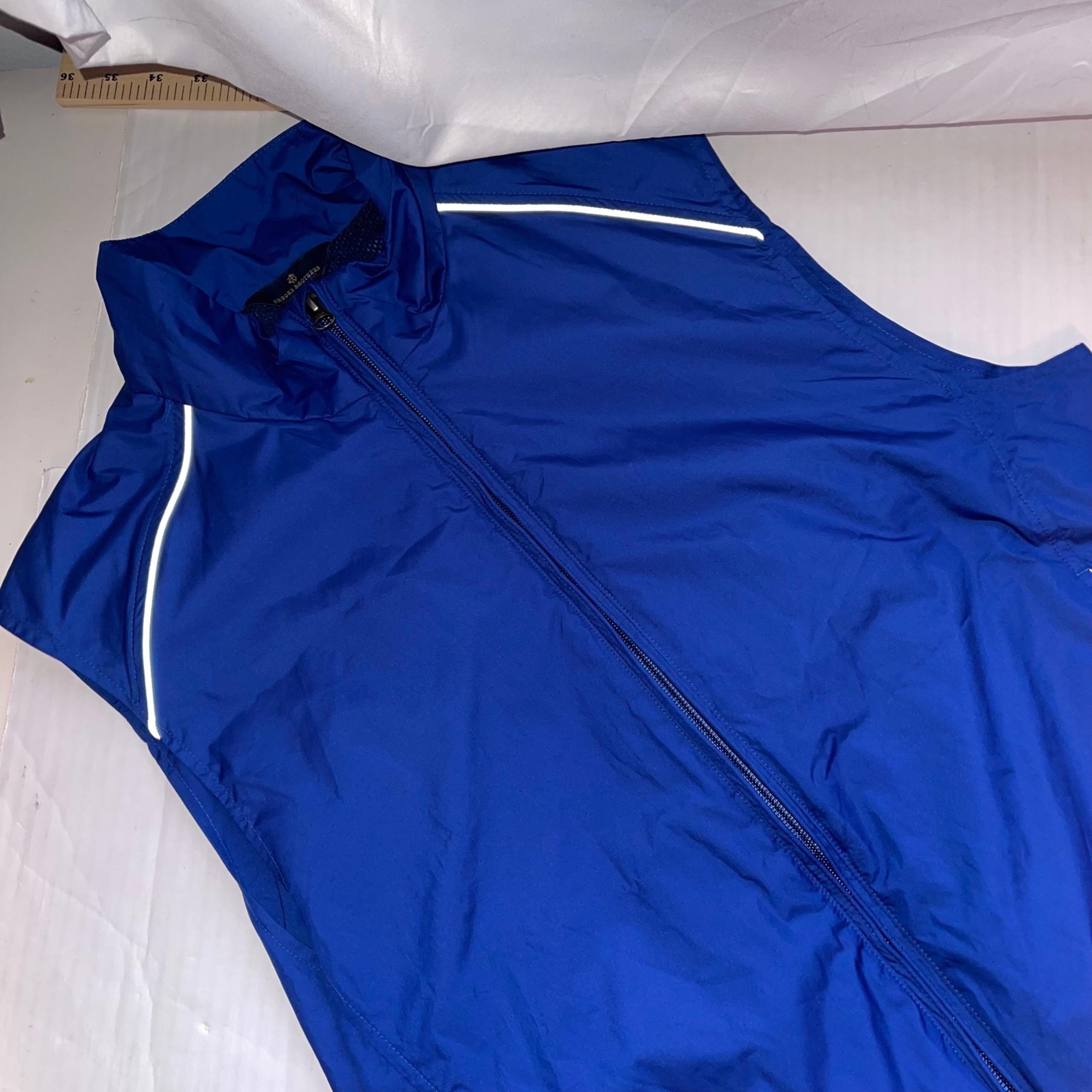 Brooks Brothers Vest Mens Medium Blue Reflective Striped Full Zip