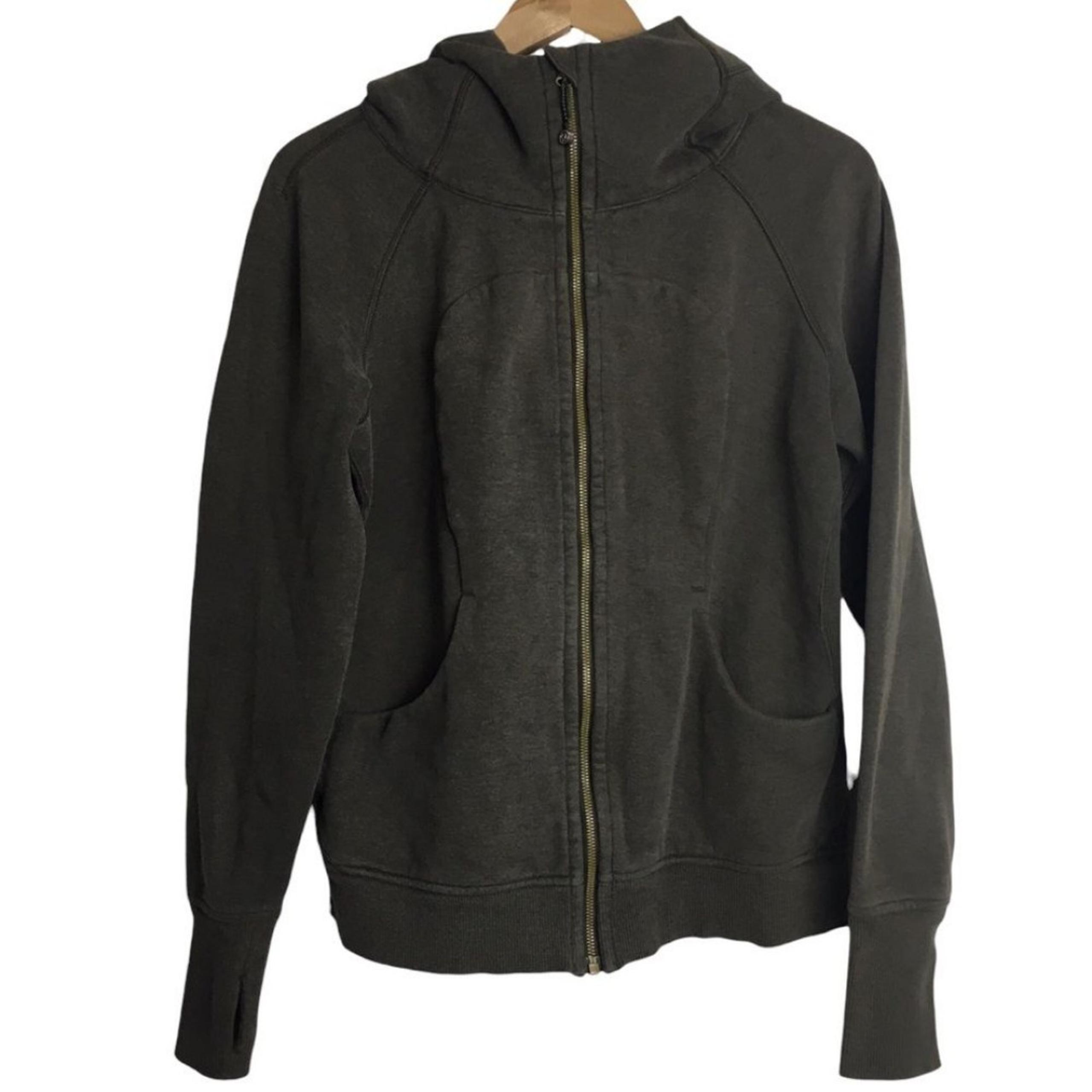 Lululemon Womens Scuba Hoodie Size 10 Olive Green Full Zip