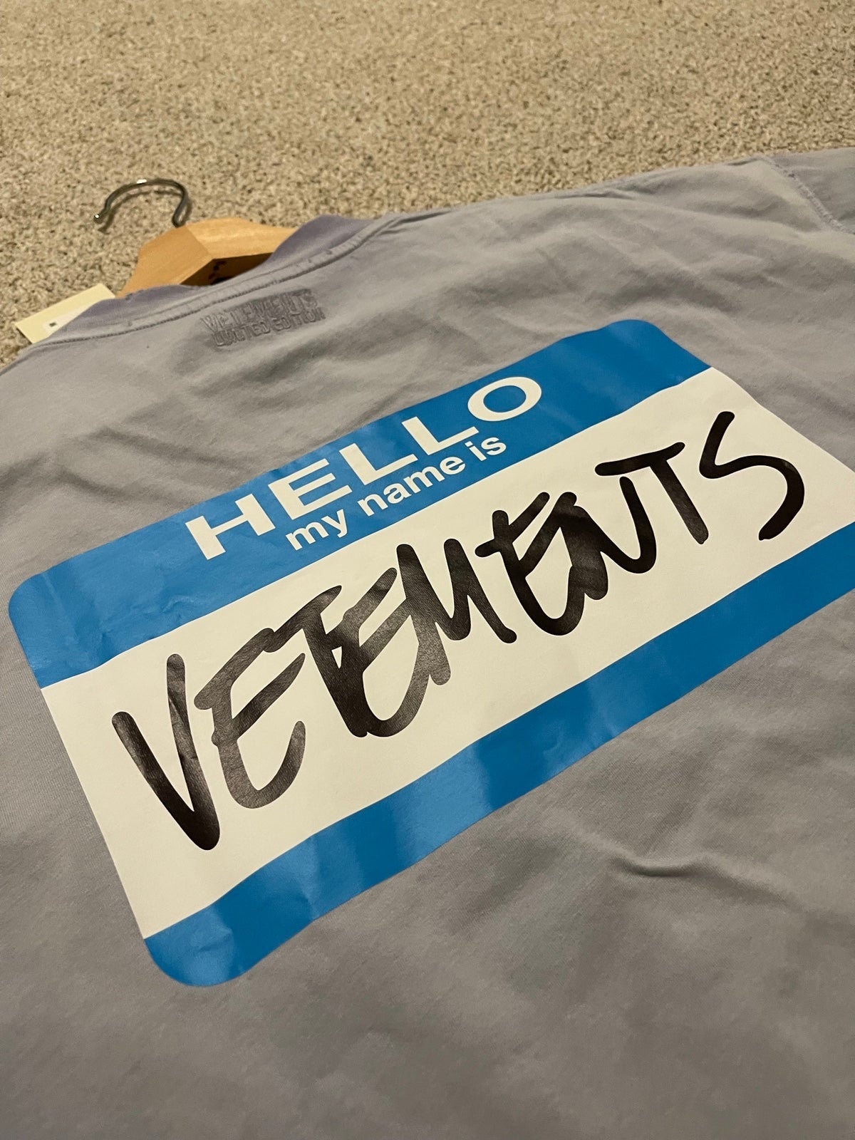 Vetements My Name Is Washed T Shirt Blue