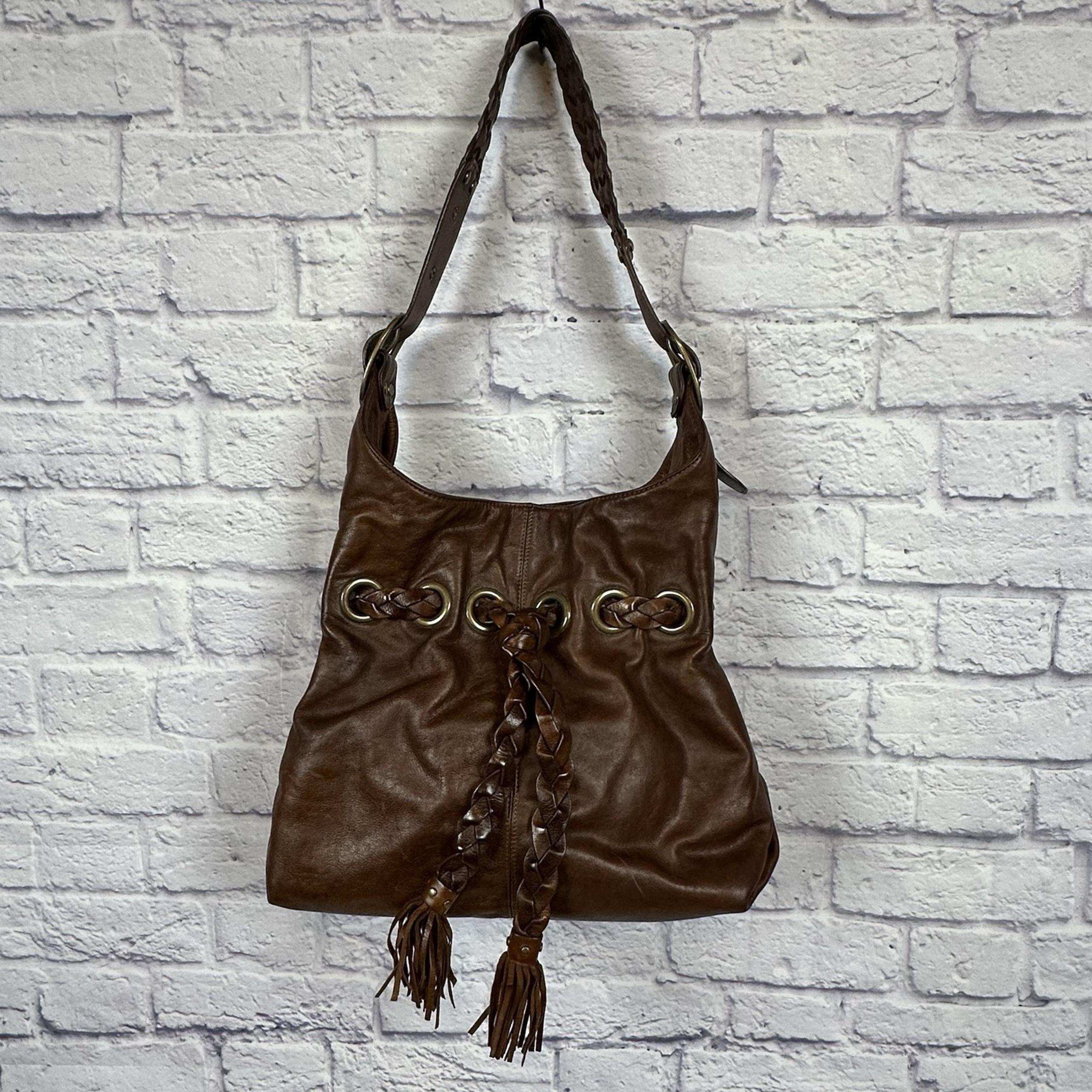 Kooba Carla Women's Handbag Purse Brown Leather Drawstring Satchel Shoulder Bag