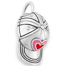 James Avery Sterling Pink Enamel Heart Ball Cap Charm