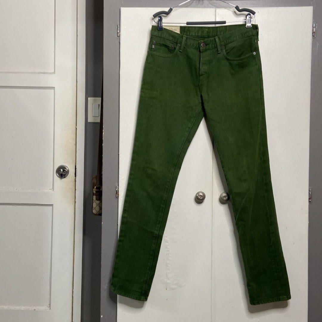 Abercrombie & fitch men skinny jeans size 32x34 Green button fly