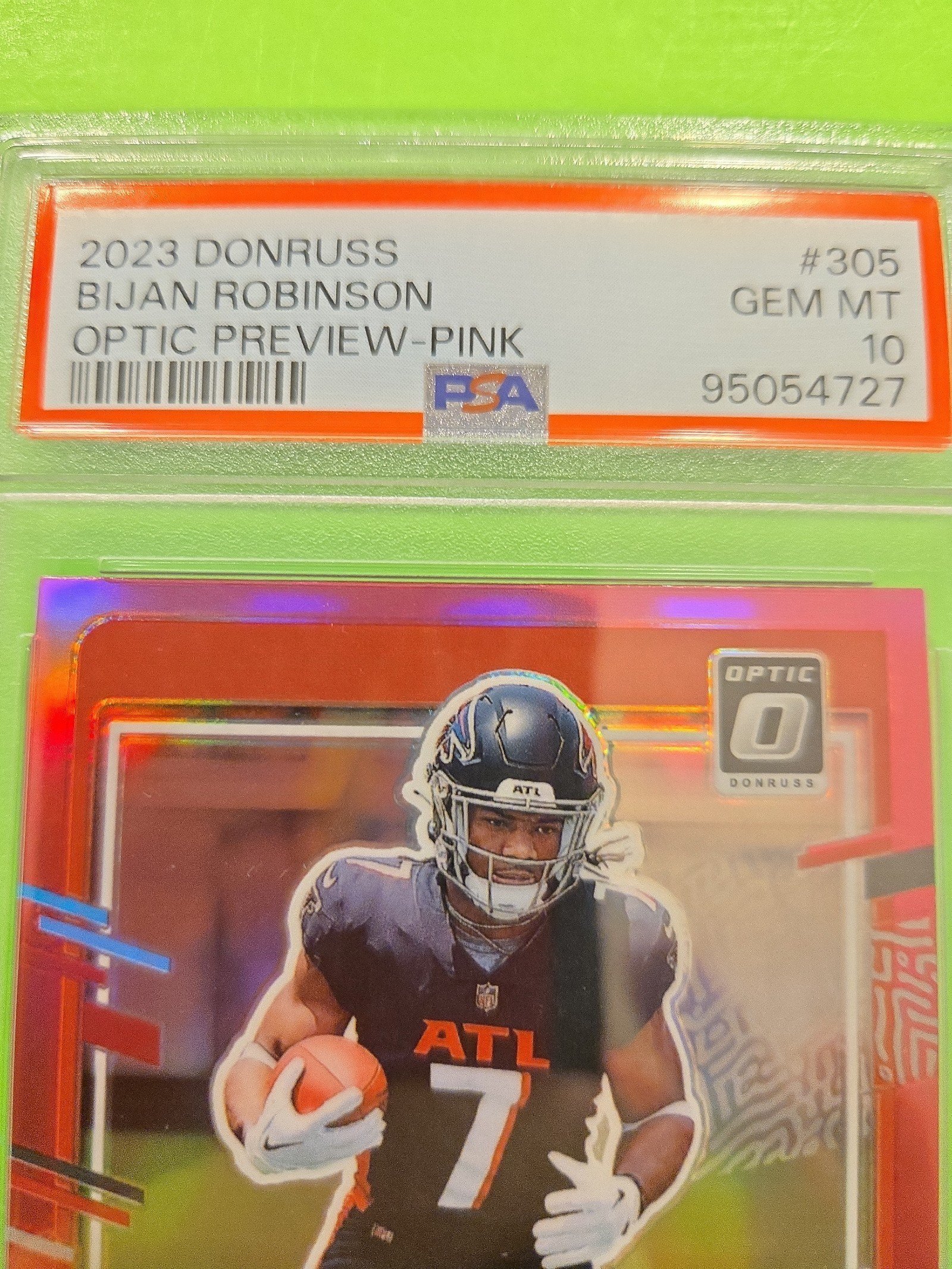 2023 RATED ROOKIE BIJAN ROBINSON OPTIC PREVIEW- PINK PSA 10 FOOTBALL CARD