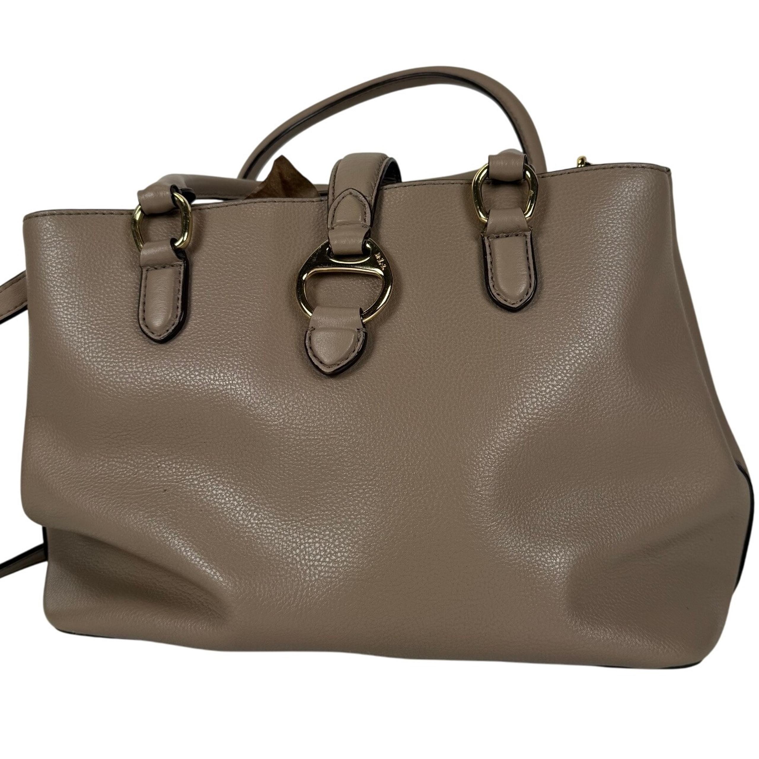 Lauren Ralph Lauren Satchel Allenville Crossbody Bag Faux Leather Taupe Medium