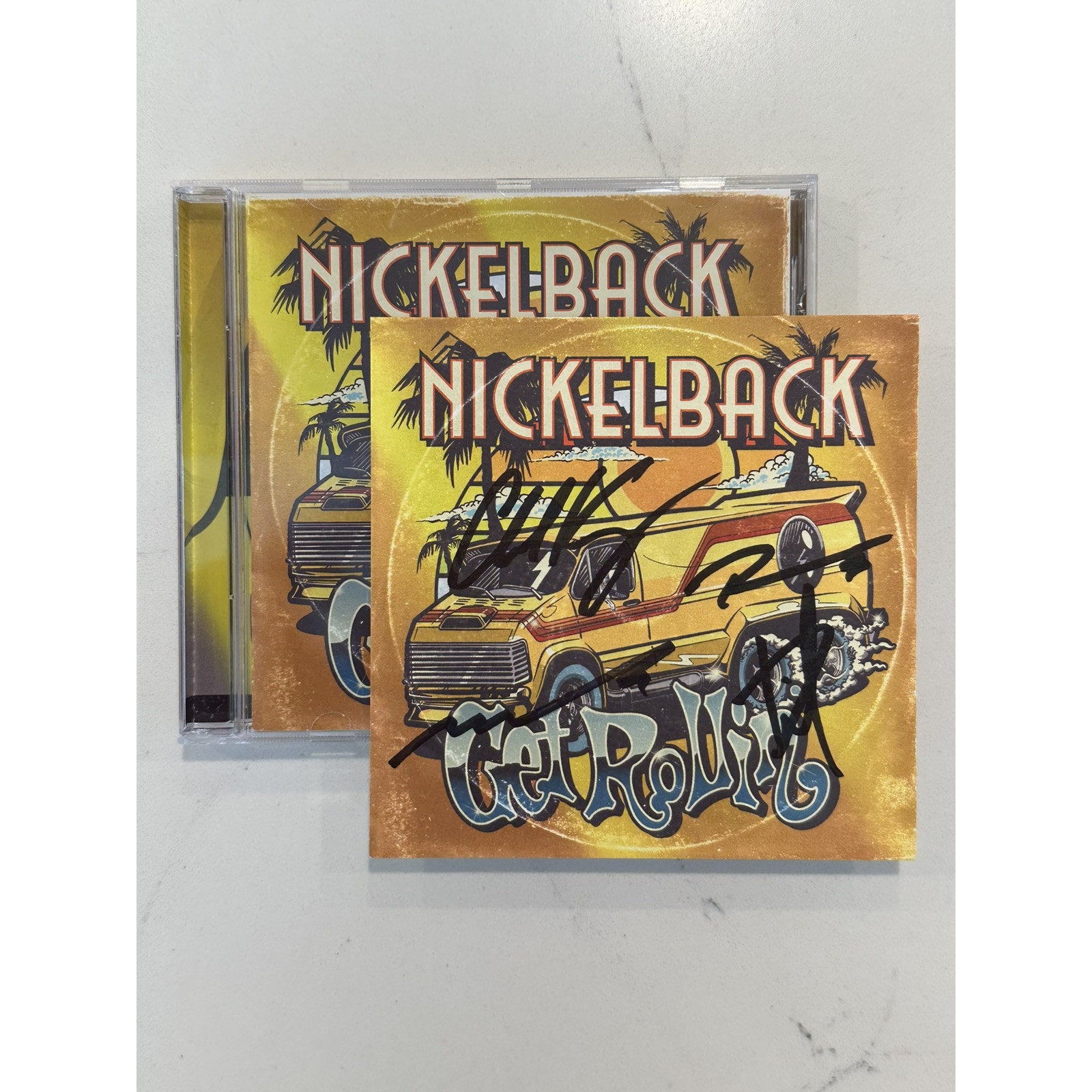 NICKELBACK Get Rollin CD Signed Art Card FULL BAND Insert Autograph #7