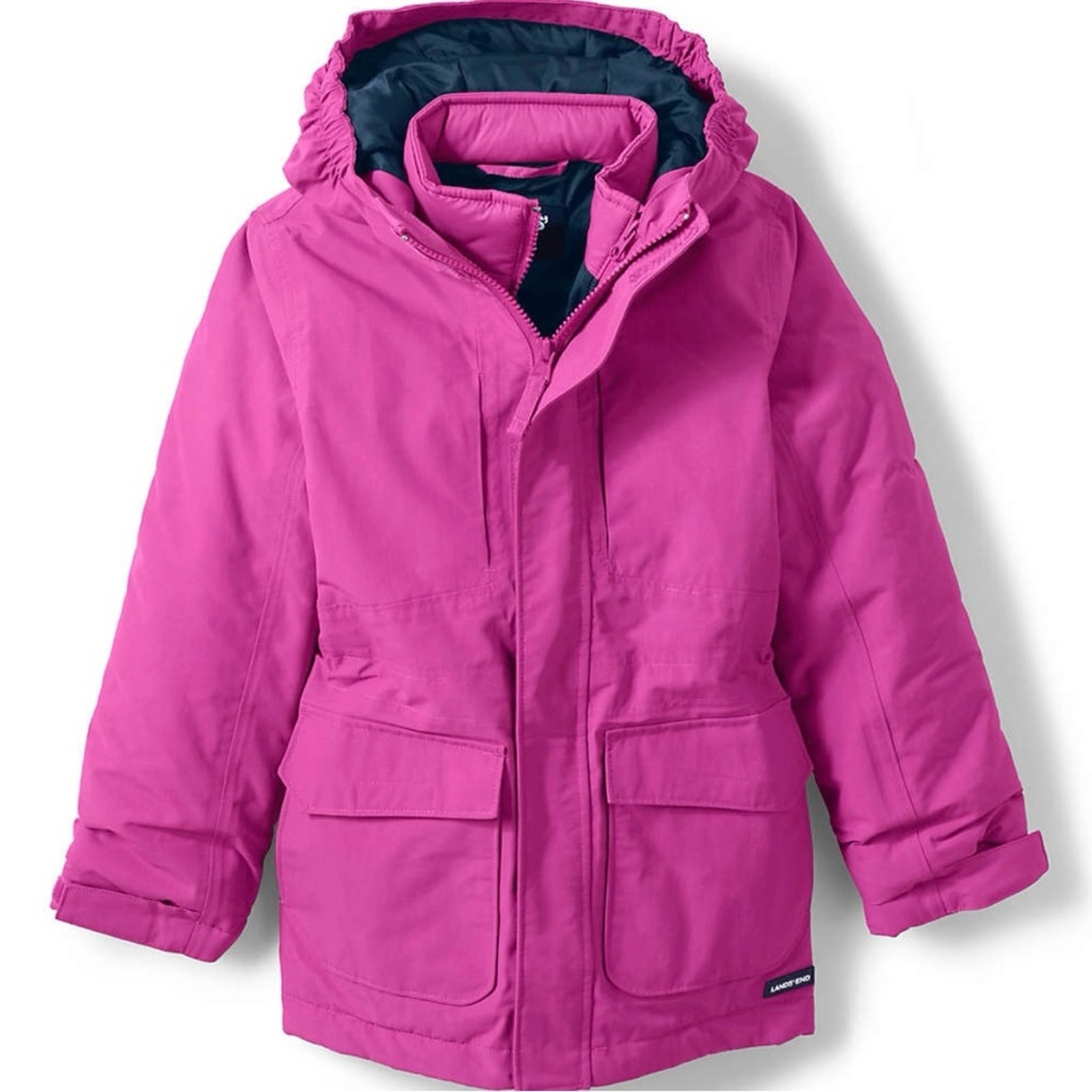 NEW Lands' End Kids Squall Waterproof Insulated Parka Coat Pink Girls Large 129