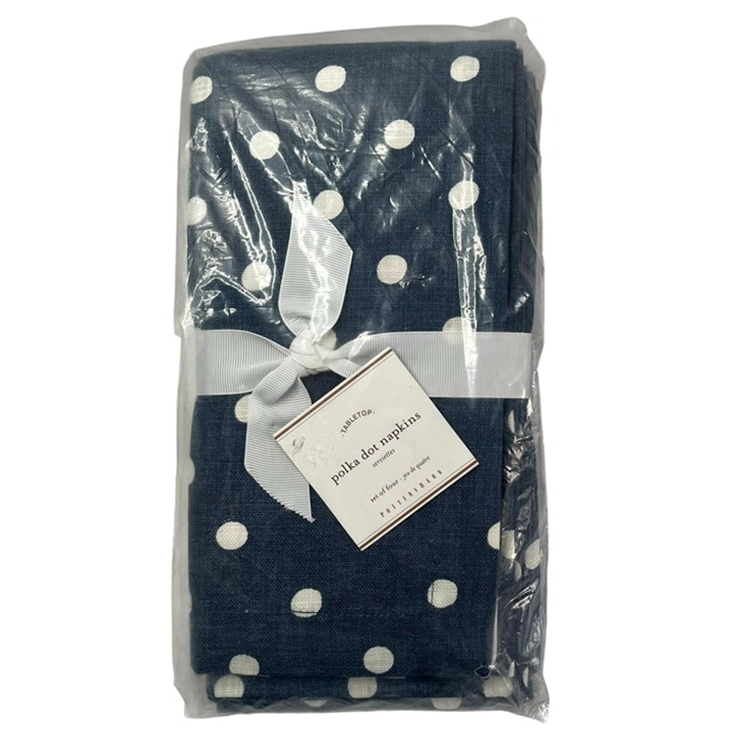 Pottery Barn Navy Blue Polka Dot Cotton Napkins Set Of 4 20”x20”