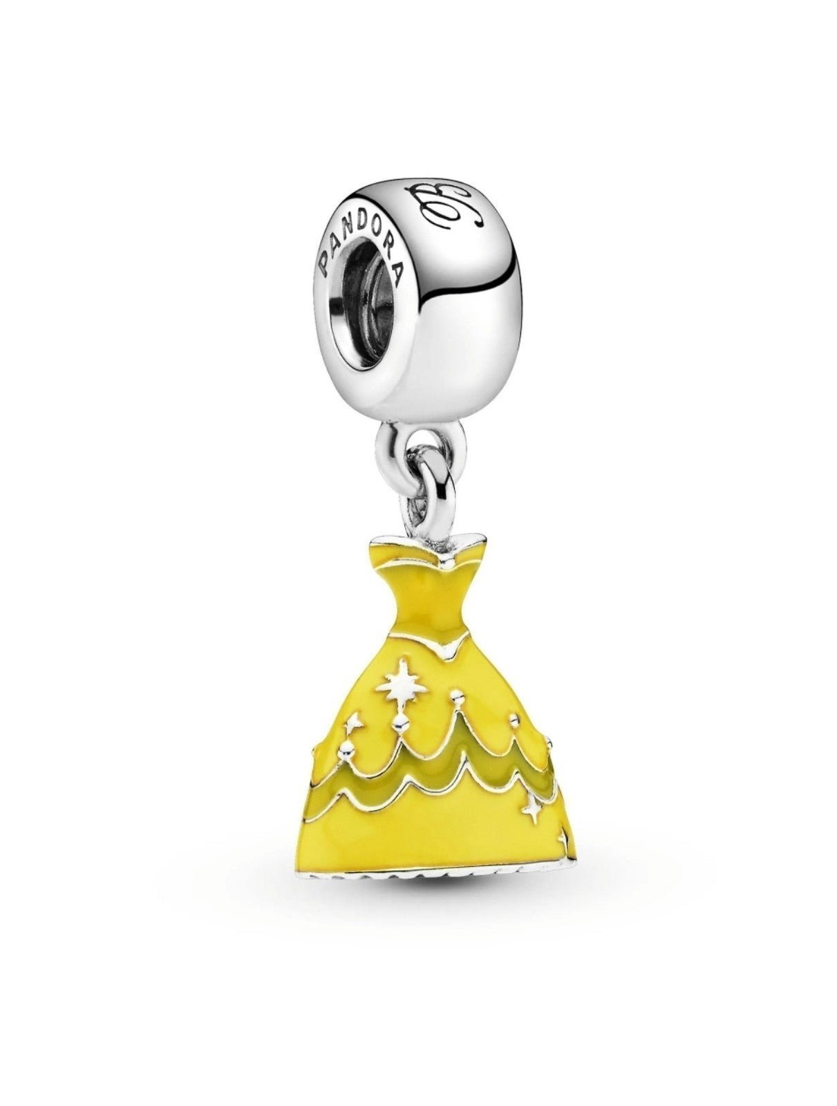 New retired Pandora Disney Beauty and the Beast Belle dress dangle silver charm