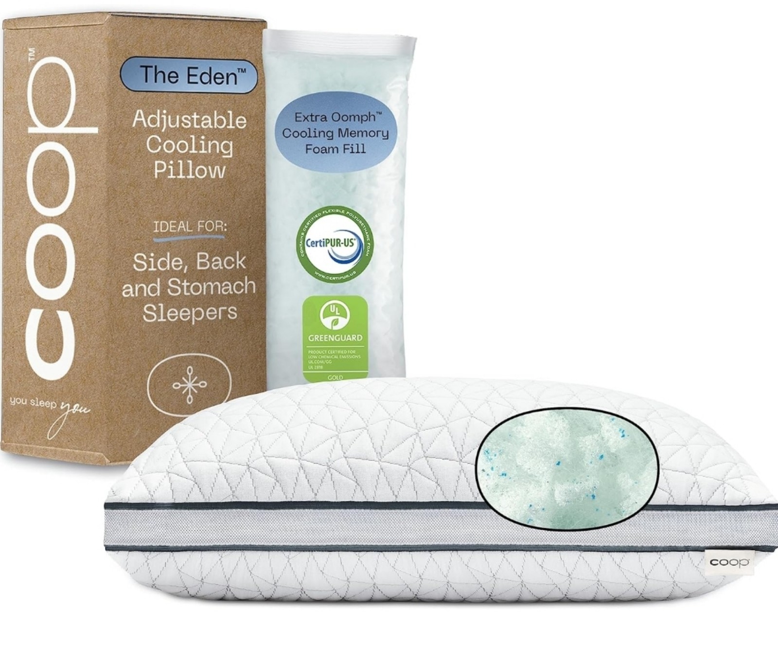 Coop The Eden Queen Size Cooling Memory Foam Pillow