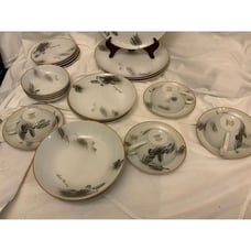 28 pc Fukagawa Arita Japan Hand Painted Plates Bowls 4 places Serving 903