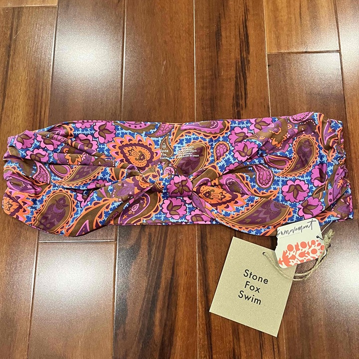 New NWT Free People x Stone Fox Swim Purple Bikini Bandeau Swim Top Boho Size XL