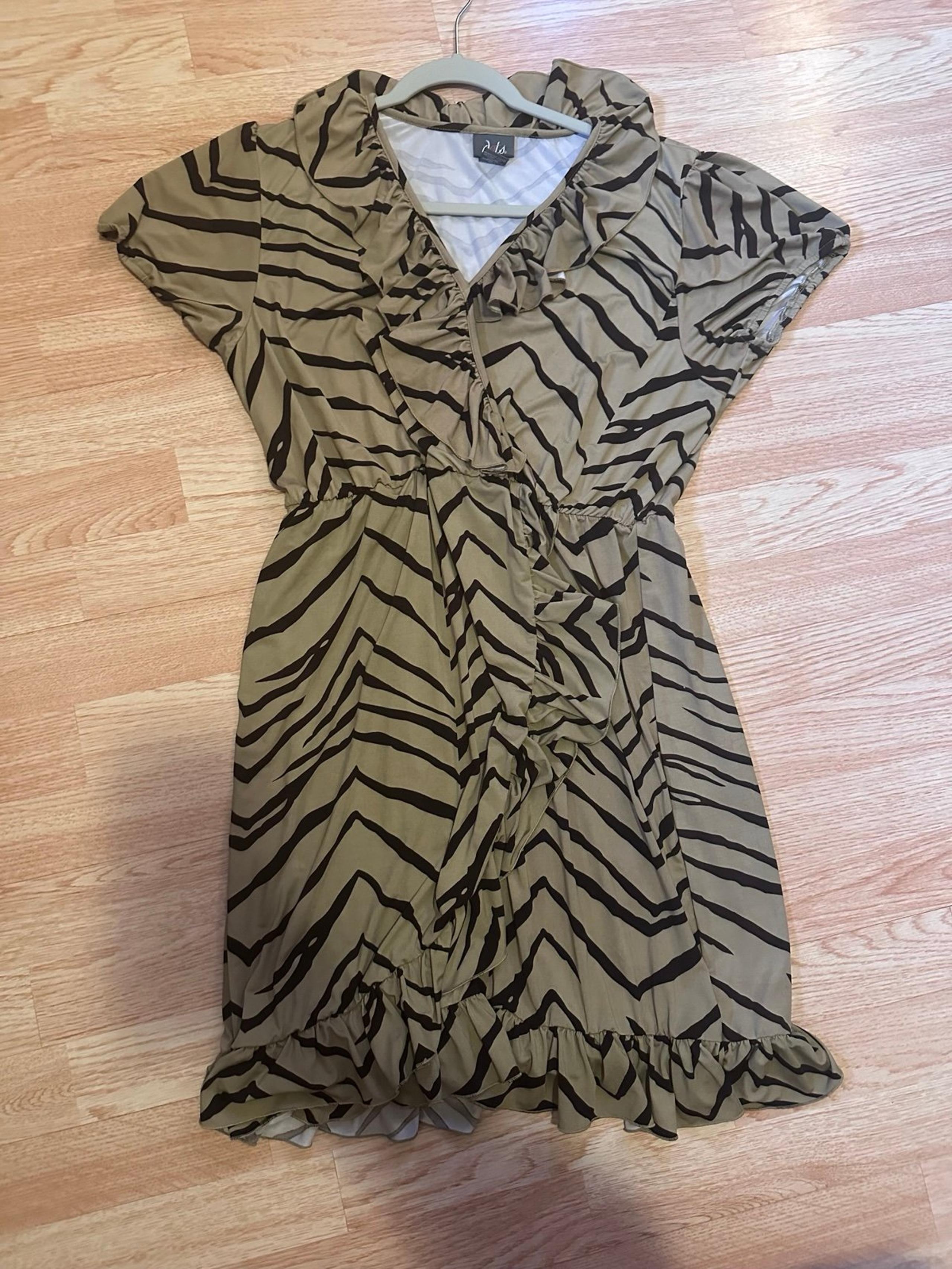 Zebra Print Ruffle Dress Mini Size XL