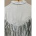 Womens White Leather Jacket Large fringe vintage snaps collared Mexico short