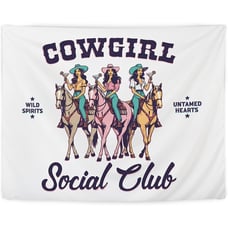 Vintage Western Tapestry - Western Cowgirl Social Club Tapestry Wall Hang Art